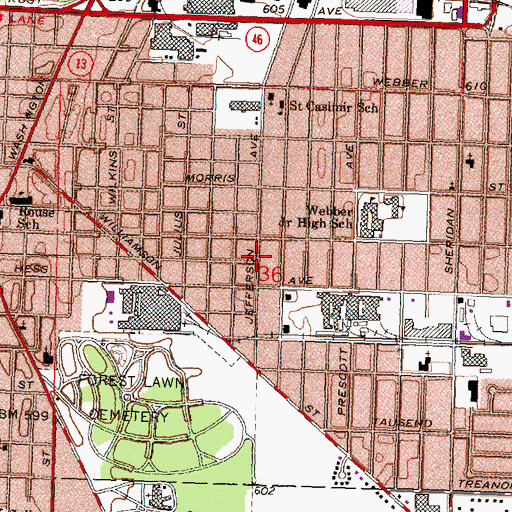 Topographic Map of Faith Missionary Baptist Church, MI