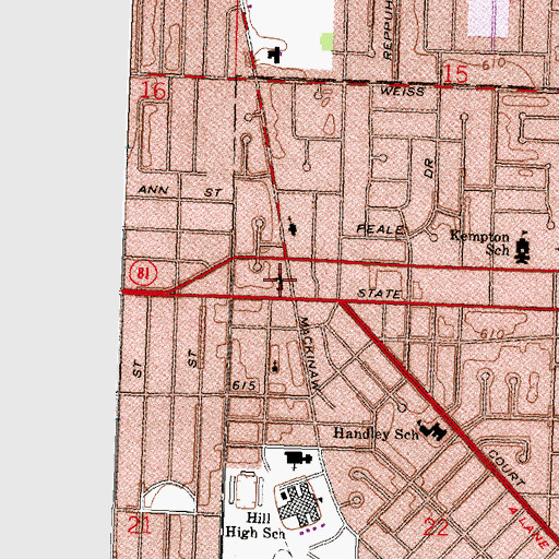 Topographic Map of Saginaw Bay United Methodist Church, MI
