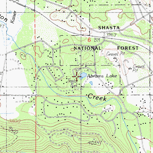 Topographic Map of Abrams Lake, CA