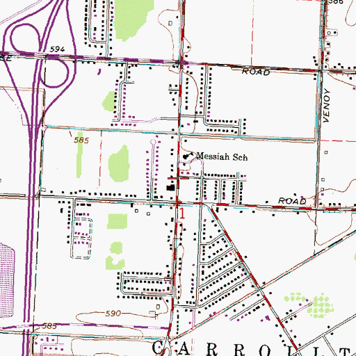 Topographic Map of Messiah Lutheran Church, MI