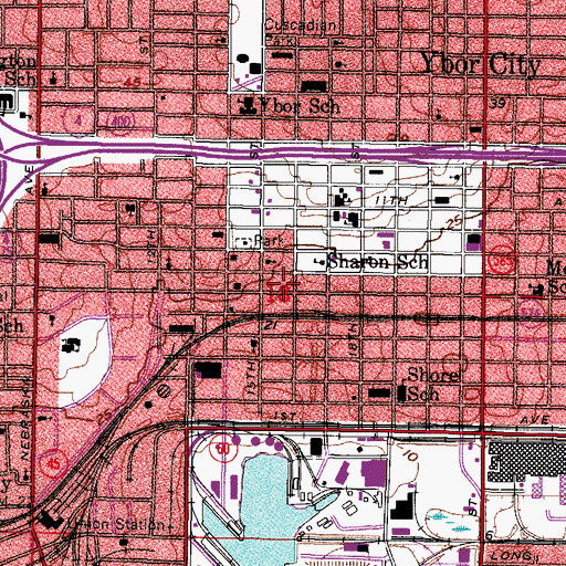 Topographic Map of El Centro Espanol De Tampa, FL