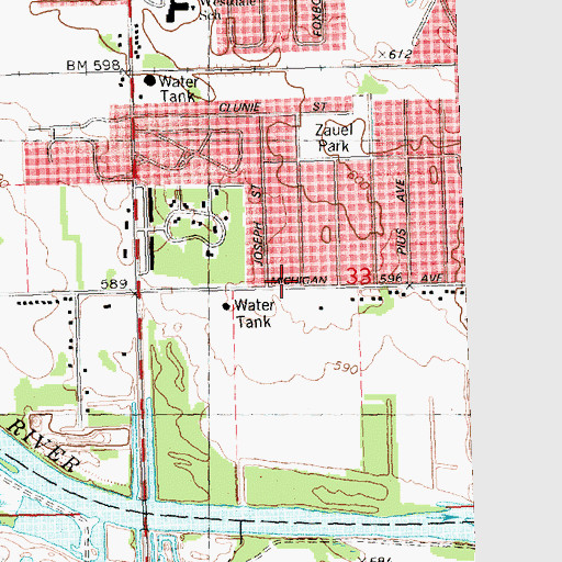 Topographic Map of Saint Peter and Paul Church, MI
