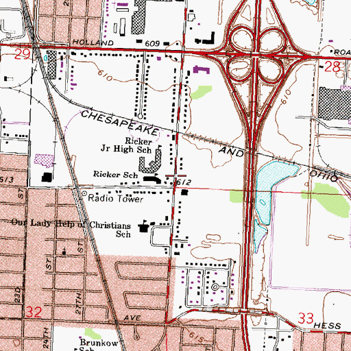 Topographic Map of Kingdom Hall of Jehovah's Witnesses, MI