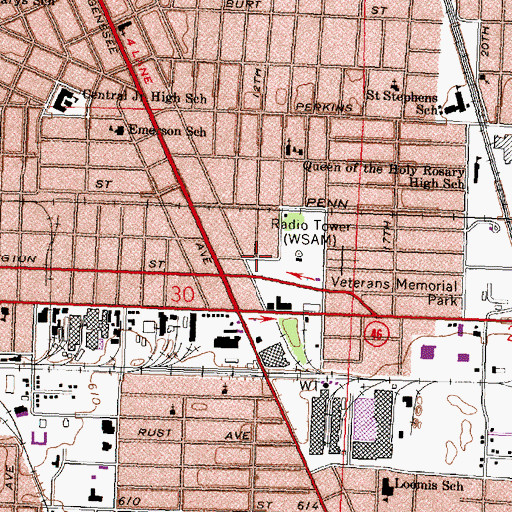 Topographic Map of Rosehill Missionary Baptist Church, MI