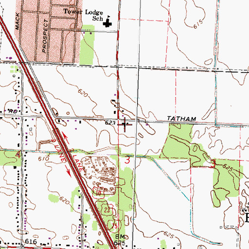 Topographic Map of Tri-City Baptist Church, MI