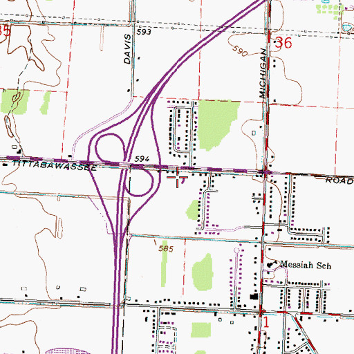 Topographic Map of Saginaw Valley Church of the Nazarene, MI