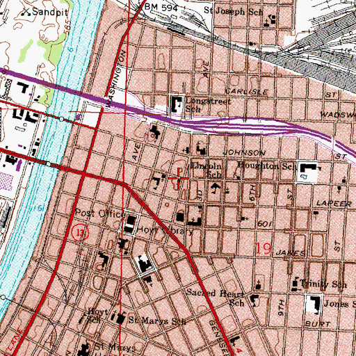 Topographic Map of Saint Paul's Episcopal Church, MI