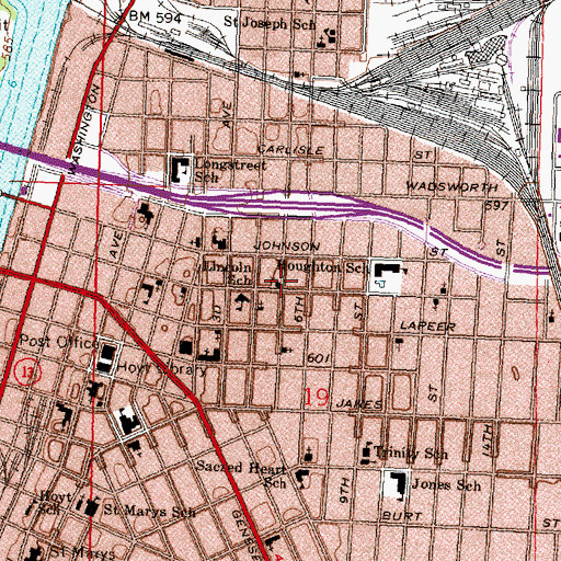 Topographic Map of Saint Luke Christian Methodist Episcopal Church, MI