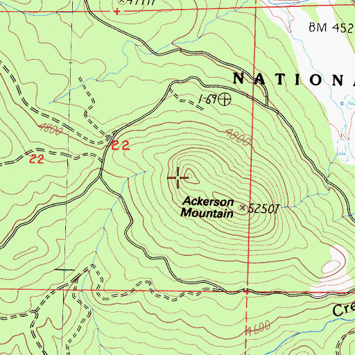 Topographic Map of Ackerson Mountain, CA