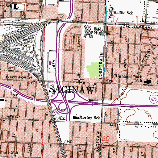 Topographic Map of Bethesda Baptist Church, MI