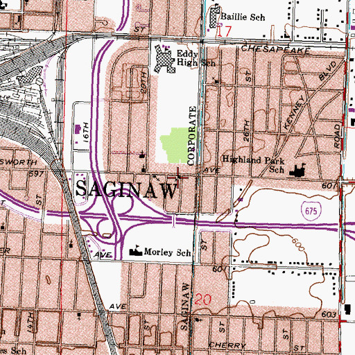 Topographic Map of Coleman Temple Church of God, MI