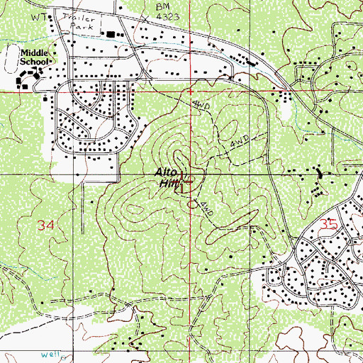 Topographic Map of Alto Hill, AZ