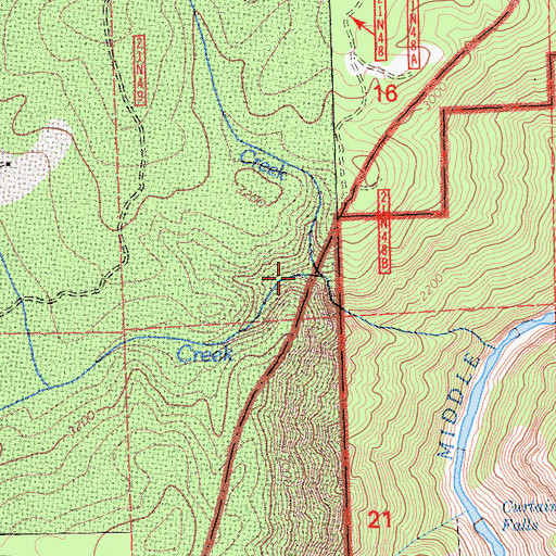 Topographic Map of Adams Creek, CA
