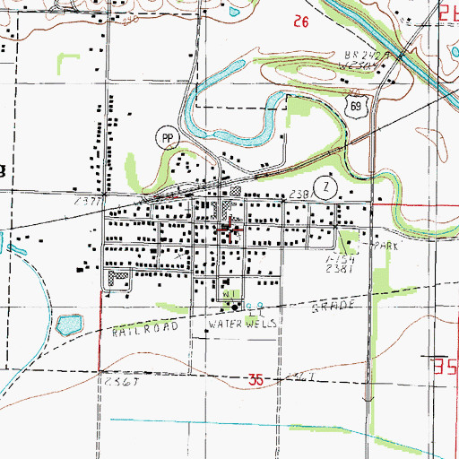 Topographic Map of Old Pattonsburg, MO