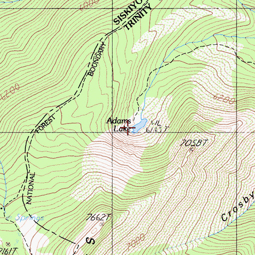 Topographic Map of Adams Lake, CA
