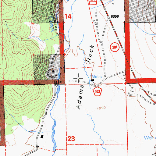 Topographic Map of Adams Neck, CA