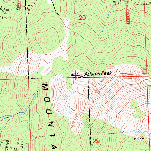 Topographic Map of Adams Peak, CA