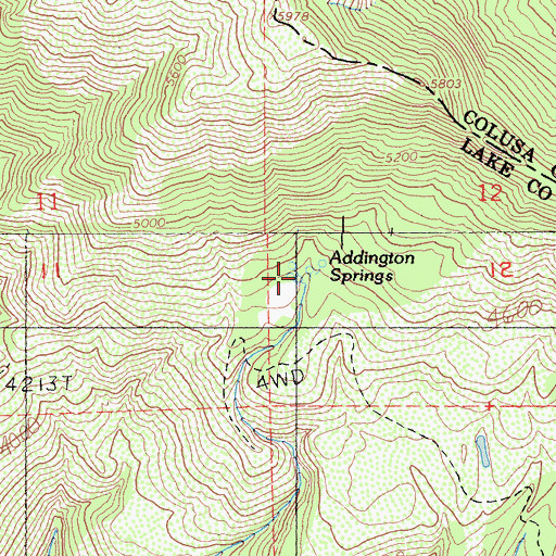 Topographic Map of Addington Springs, CA