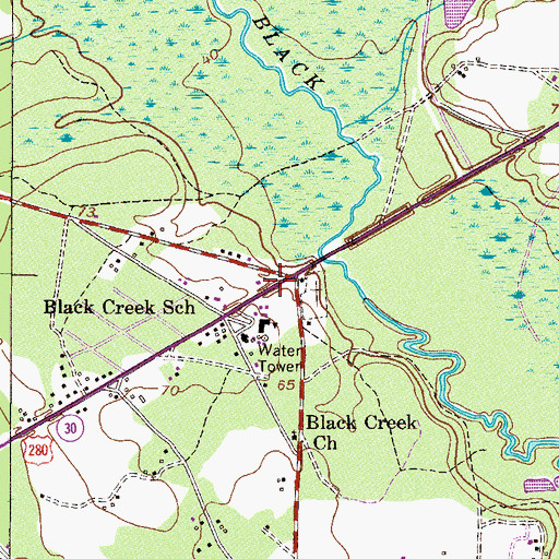 Topographic Map of Black Creek, GA