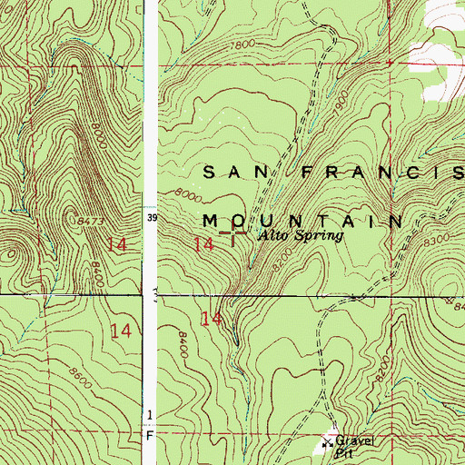 Topographic Map of Alto Spring, AZ