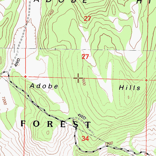 Topographic Map of Adobe Hills, CA