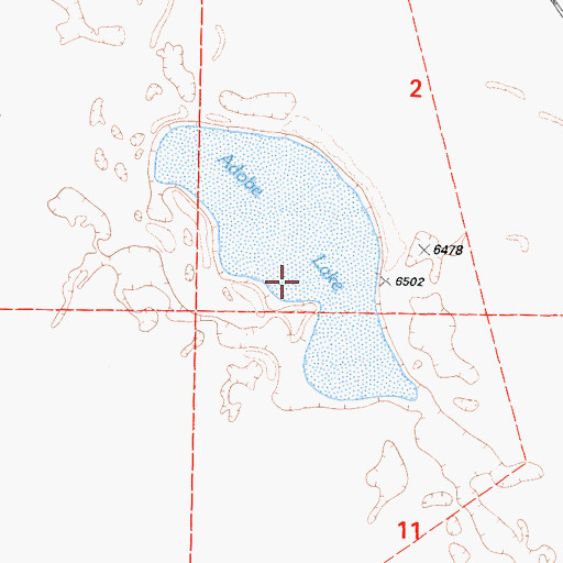 Topographic Map of Adobe Lake, CA