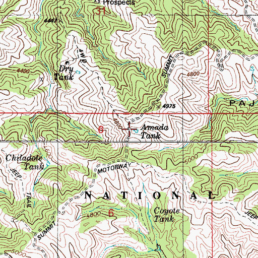 Topographic Map of Amada Tank, AZ