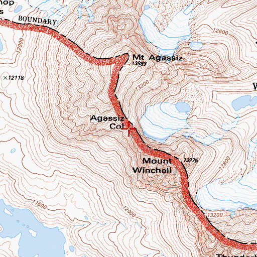 Topographic Map of Agassiz Col, CA