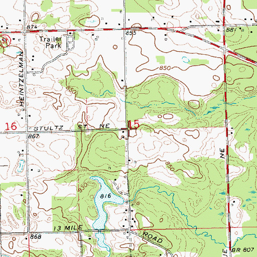 Topographic Map of Oakfield Township Museum, MI