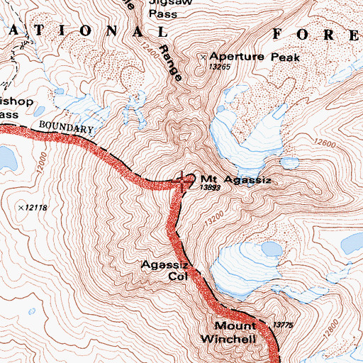 Topographic Map of Mount Agassiz, CA