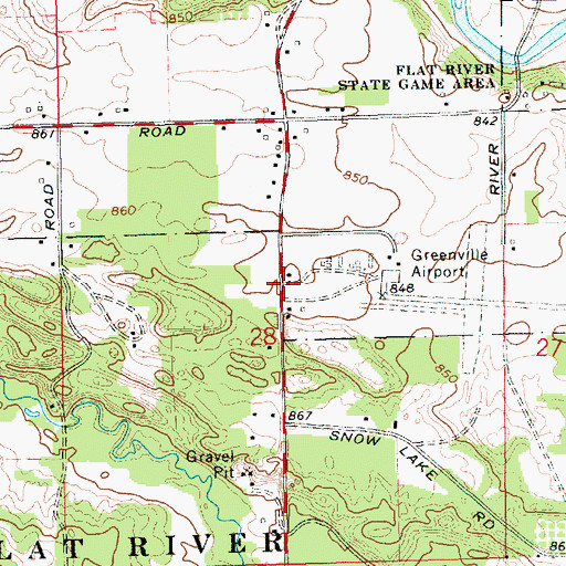 Topographic Map of Eureka Township Hall, MI