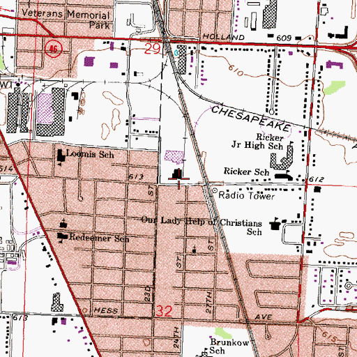 Topographic Map of Rose of Sharon Church of God, MI