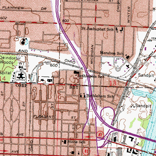 Topographic Map of Bethlehem Lutheran Church, MI
