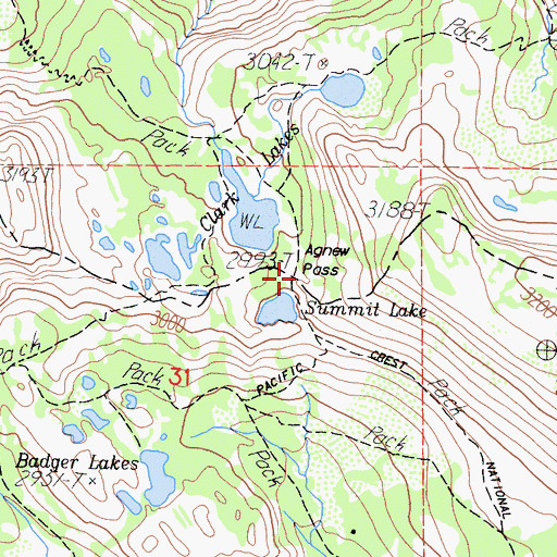 Topographic Map of Agnew Pass, CA