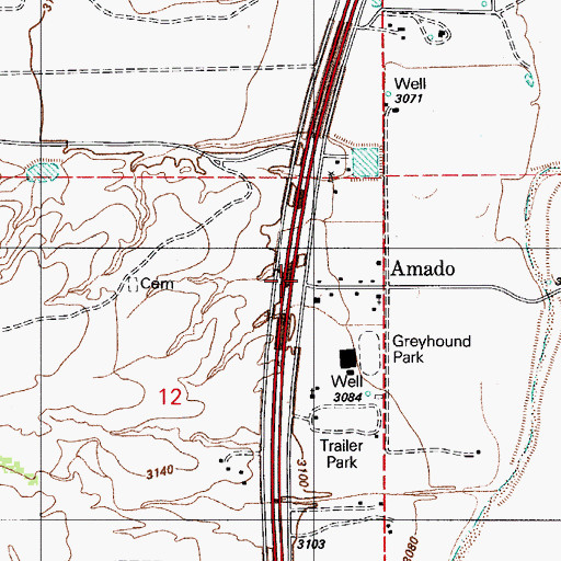 Topographic Map of Amado, AZ