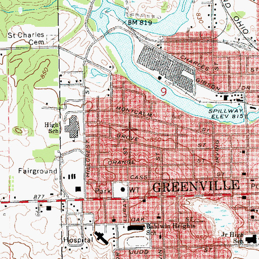 Topographic Map of Calvary Baptist Church, MI