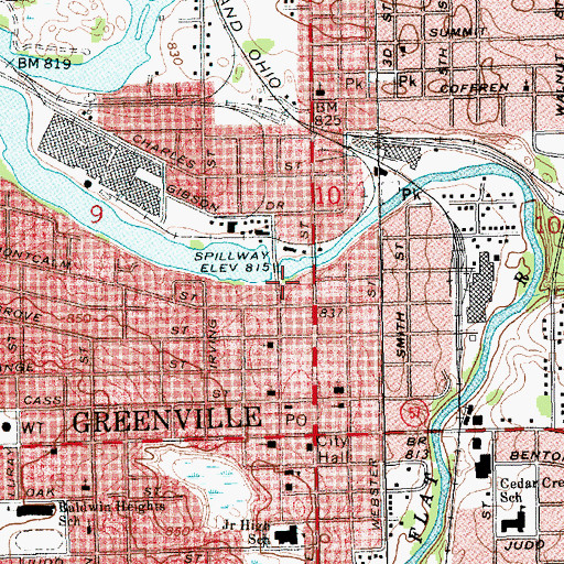 Topographic Map of Tower Riverside Park, MI