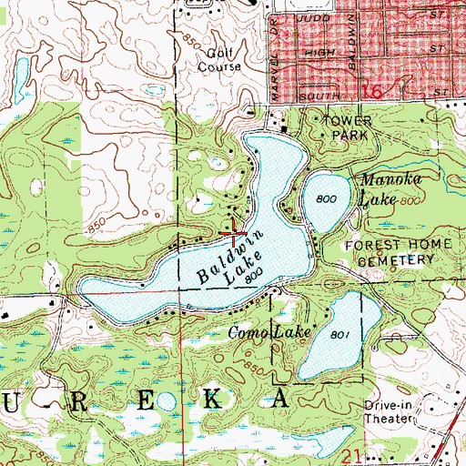 Topographic Map of Baldwin Lake Beach, MI