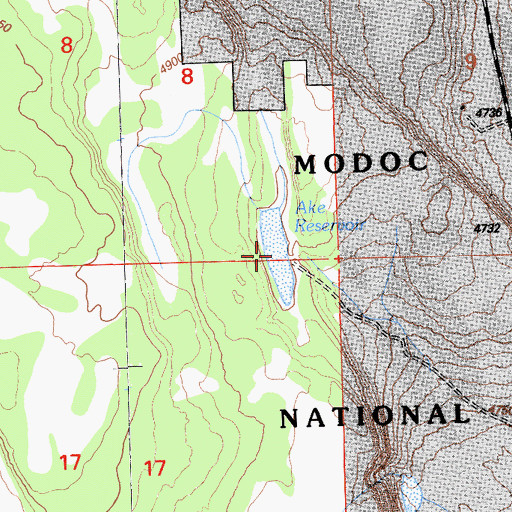 Topographic Map of Ake Reservoir, CA