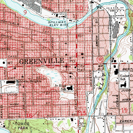 Topographic Map of First Baptist Church, MI