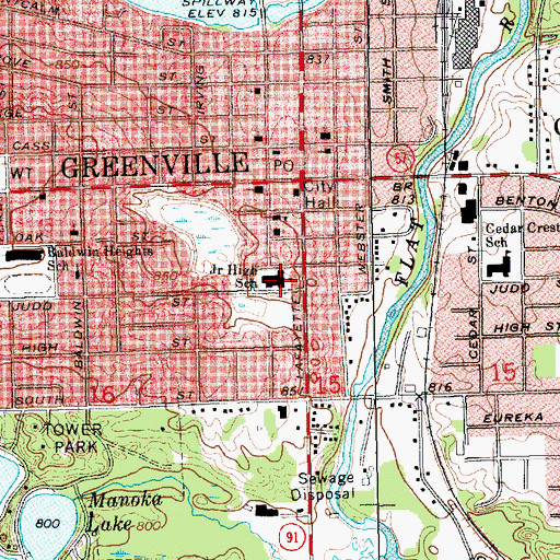 Topographic Map of Flat River Community Library, MI