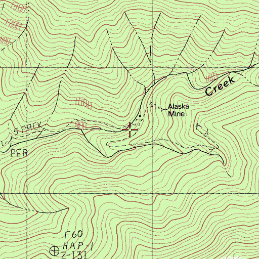 Topographic Map of Alaska Mine, CA