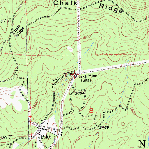 Topographic Map of Alaska Mine, CA