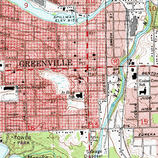 Topographic Map of Saint Charles Catholic School, MI