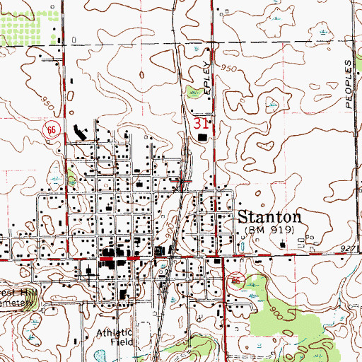 Topographic Map of Stanton Station (historical), MI