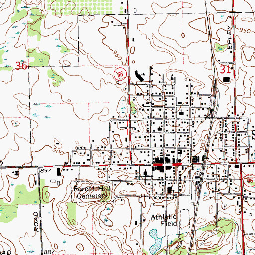 Topographic Map of Stanton Post Office, MI