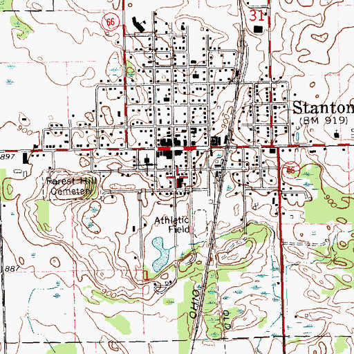 Topographic Map of Stanton Community Fire Department, MI