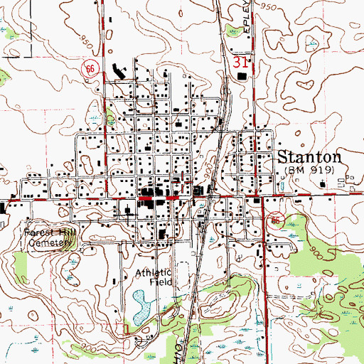 Topographic Map of Trinity Evangelical Free Church, MI