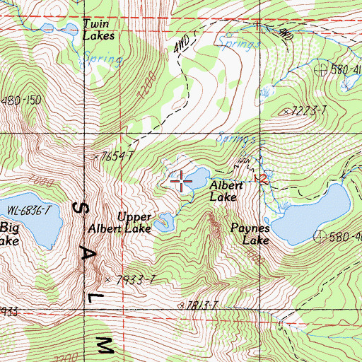 Topographic Map of Albert Lake, CA