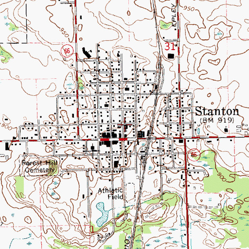 Topographic Map of First Baptist Church, MI